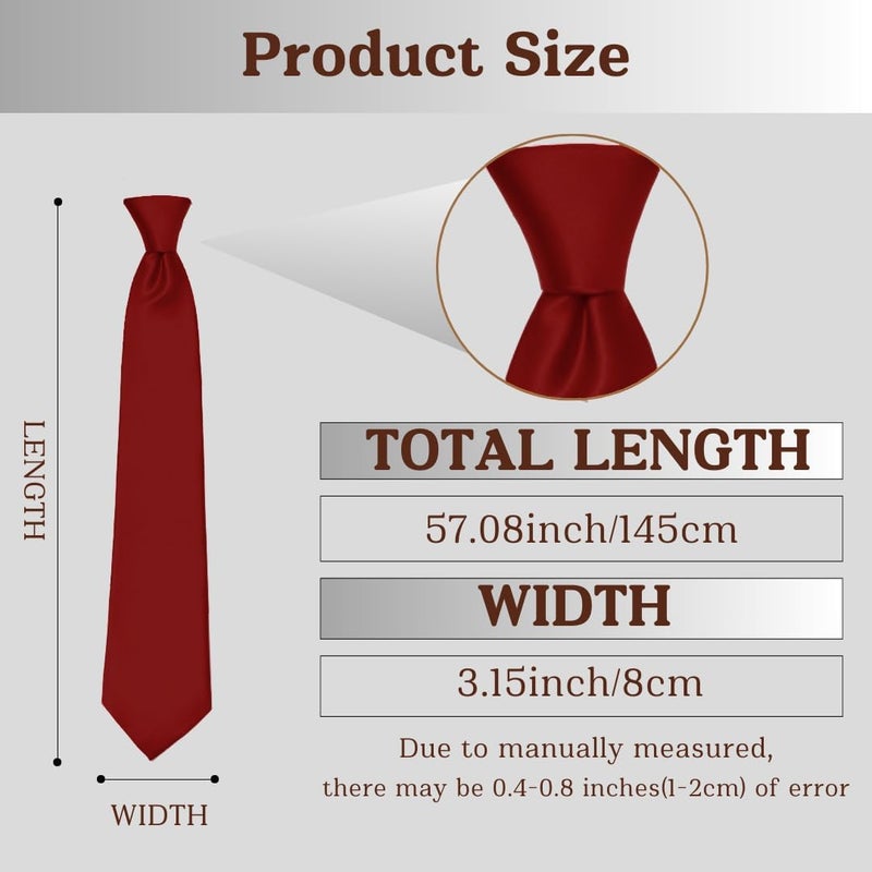 WOXVM Men's Ties Classic Solid Satin Tie Pure Color 3.15" Mens Necktie, Premium Formal Black Ties For Men Business & Wedding - Image 4